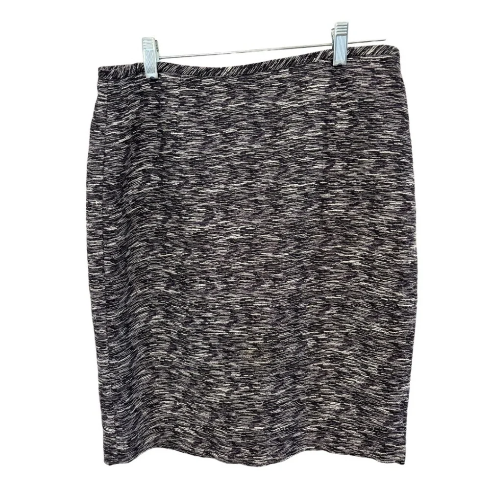 CALVIN KLEIN Black White Career Pencil Skirt Tweed Lined Size 8